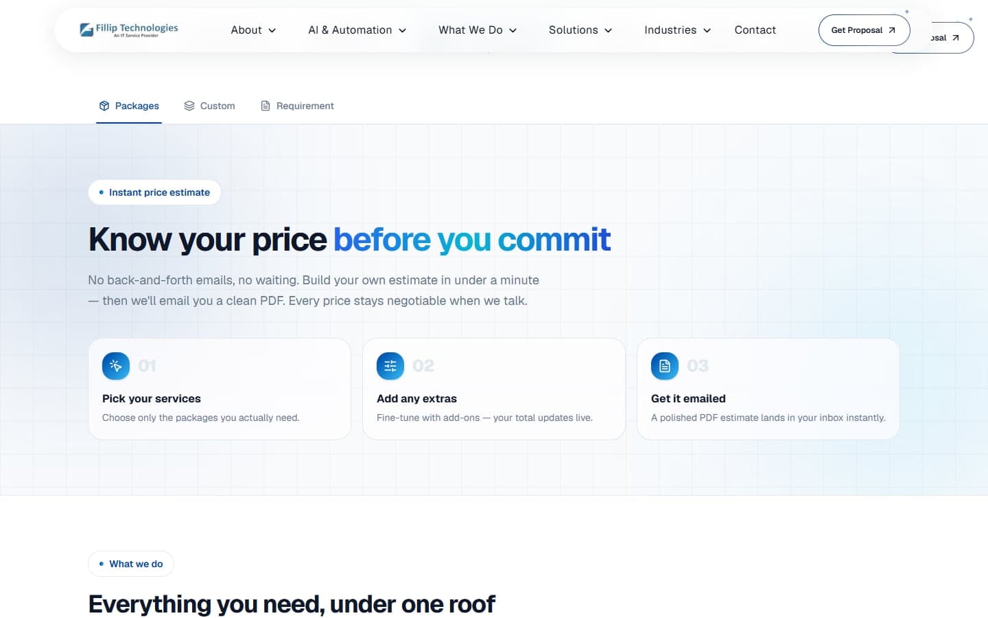 Fillip's instant quote builder, built with React