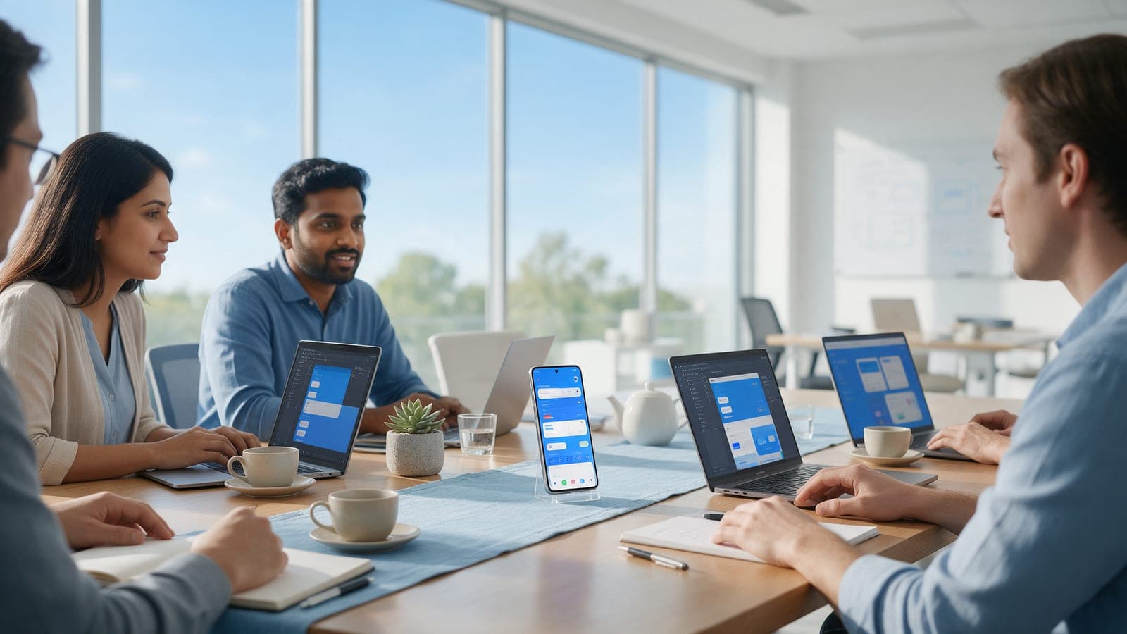A developer collaborating with a client team
